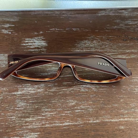 Prada VPR 10F 701-101 brown rectangular eyeglasses - Picture 2 of 16
